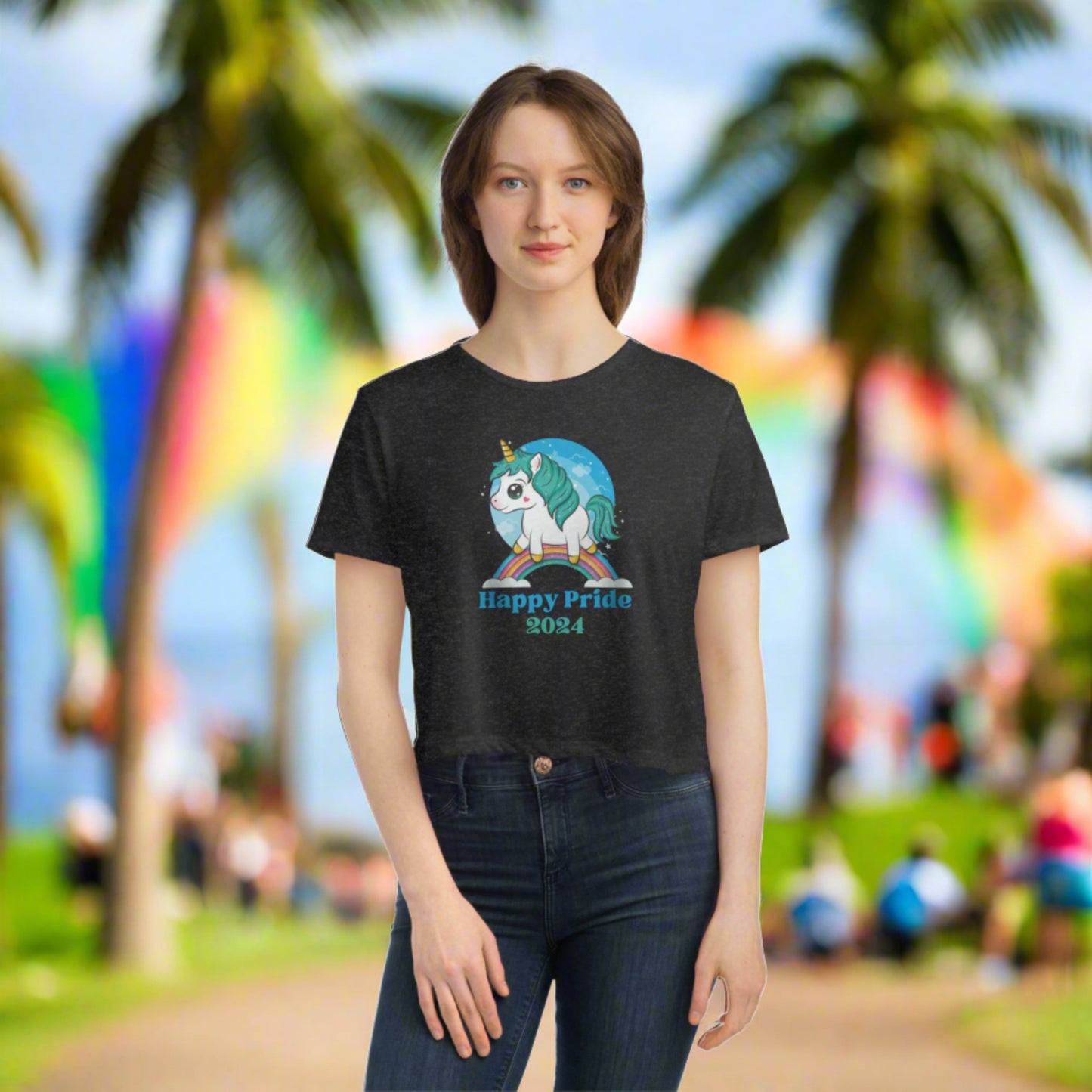 Happy Pride 2024 Flowy Cropped Tee