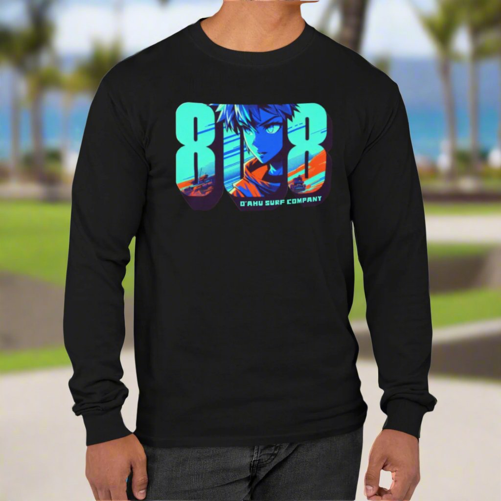 808 Hawaii Anime Vibes Long Sleeve T-shirt - O'ahu Surf Company