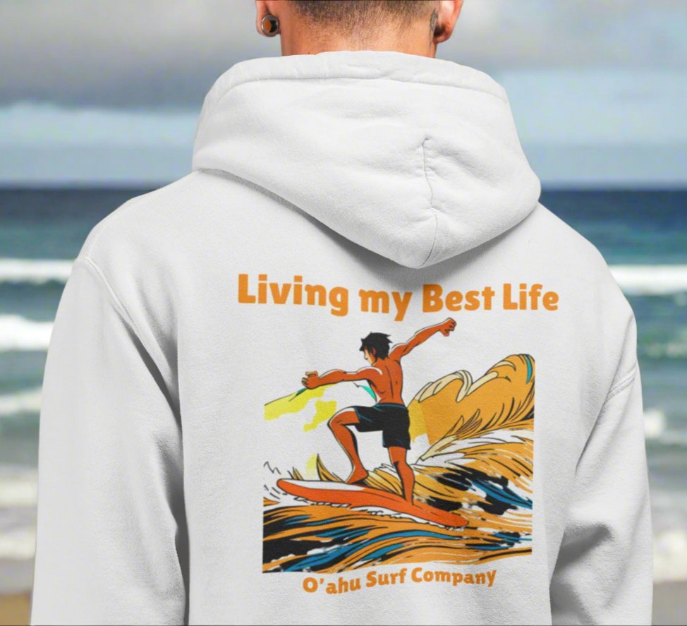 Anime Hoodie Living My Best Life Surfer Sweatshirt - O'ahu Surf Company