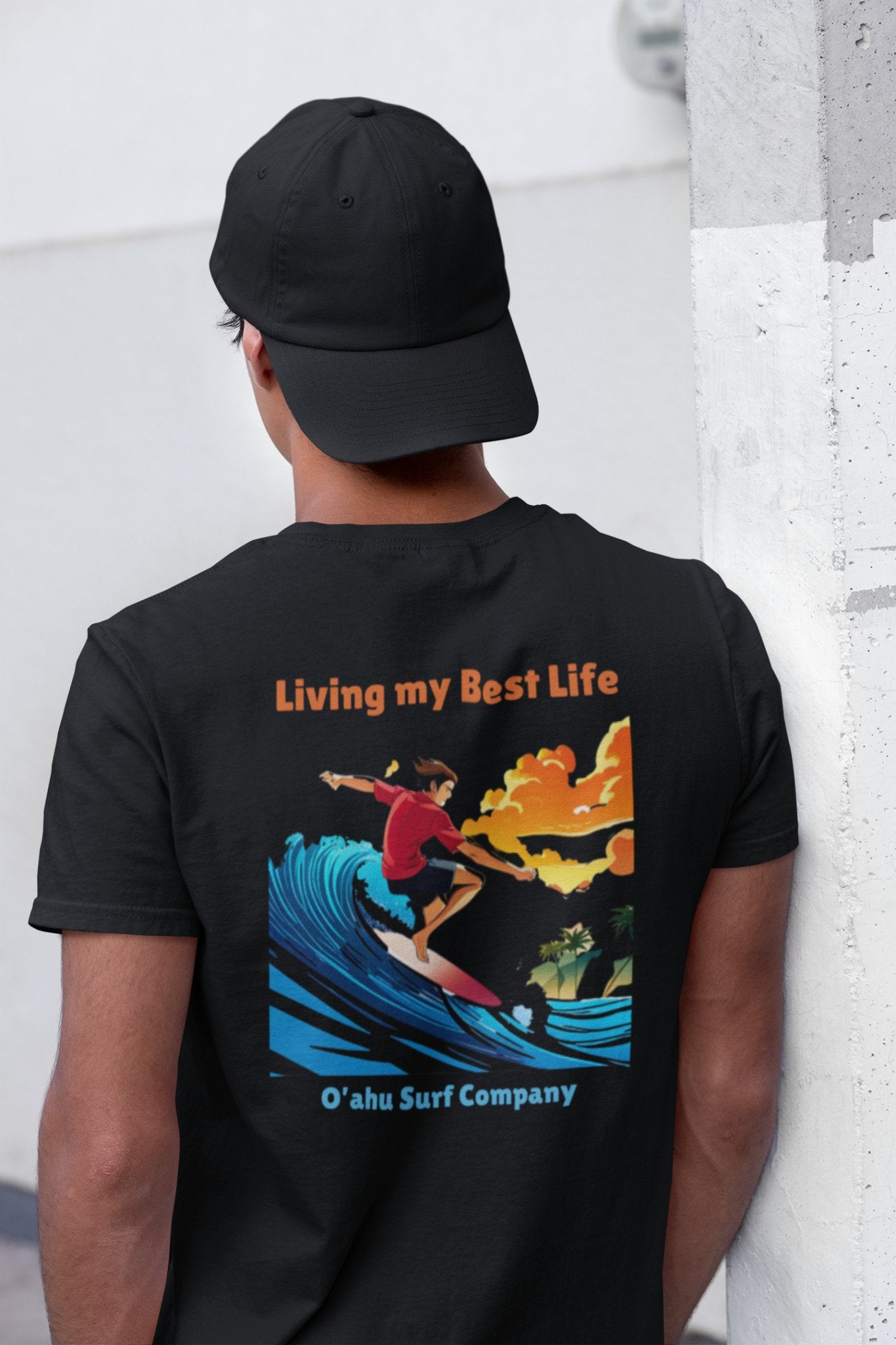 Anime Surfer Living My Best Life Chasing Swells T-shirt - O'ahu Surf Company