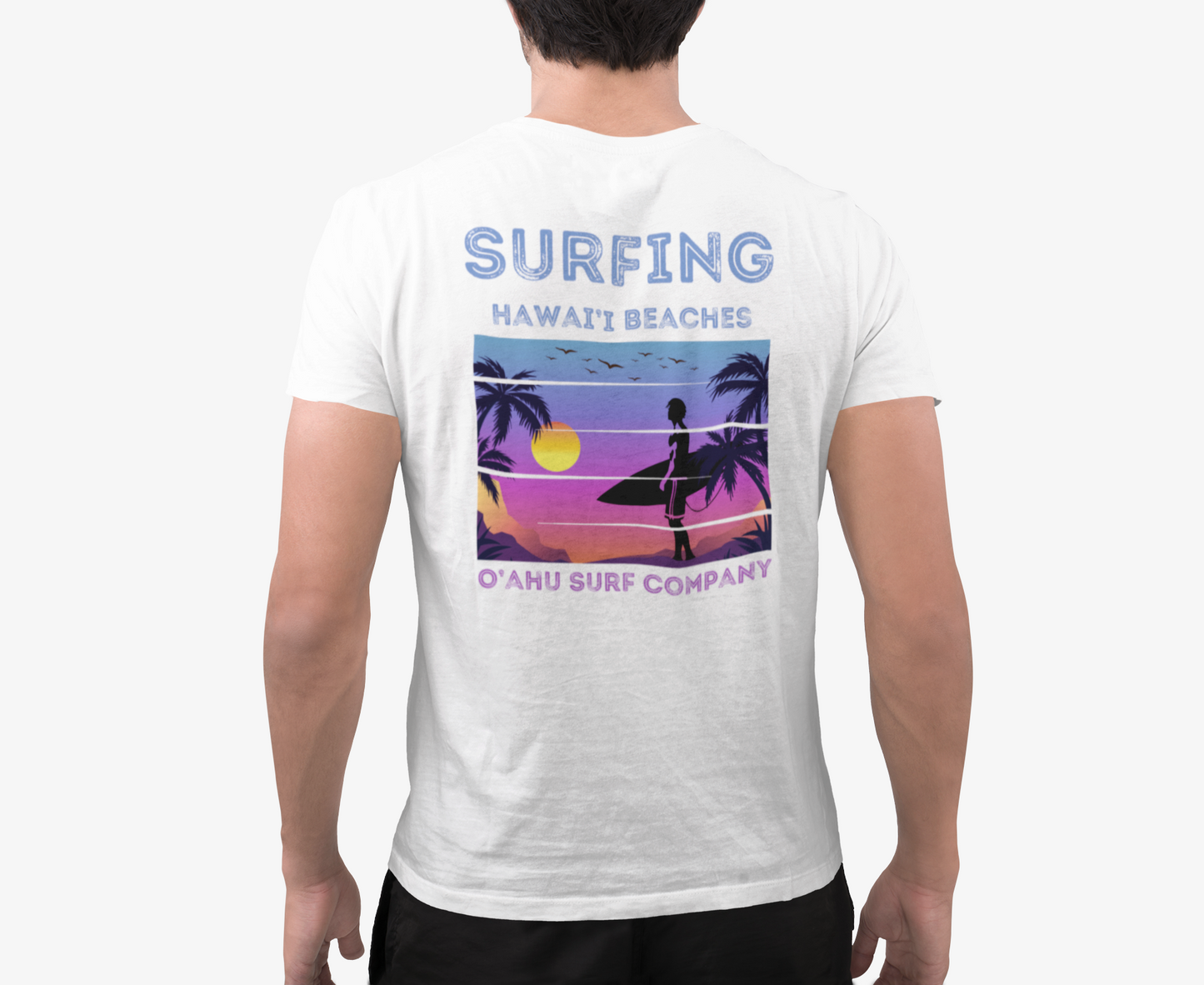 O'ahu Surf Company Surfing Hawaii Beaches V-Neck T-shirt