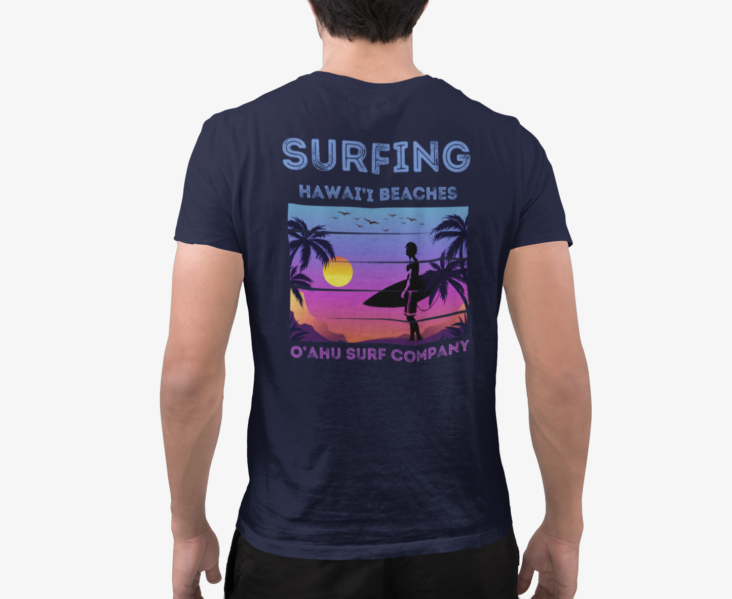 O'ahu Surf Company Surfing Hawaii Beaches V-Neck T-shirt