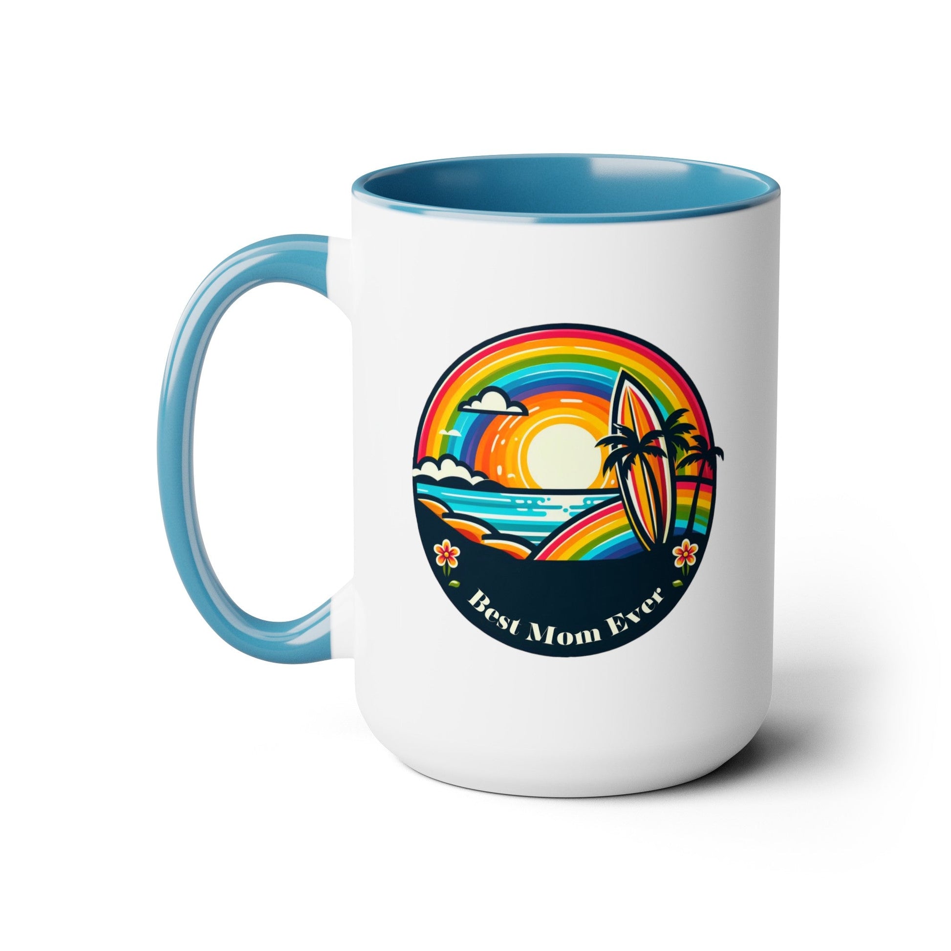 Best Mom Ever Rainbow Island Two-Tone Coffee Mug, 15oz - O'ahu Surf Company