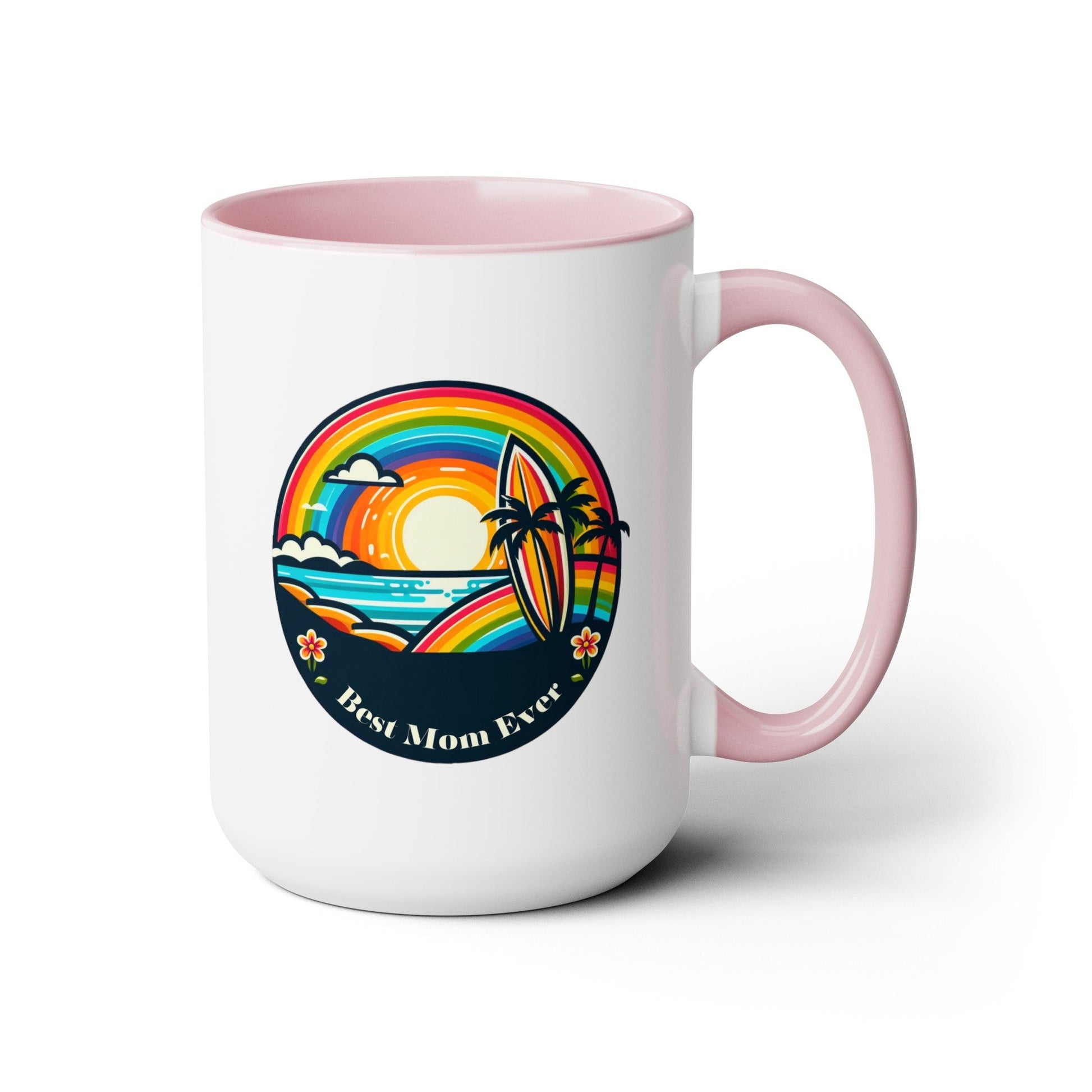 Best Mom Ever Rainbow Island Two-Tone Coffee Mug, 15oz - O'ahu Surf Company