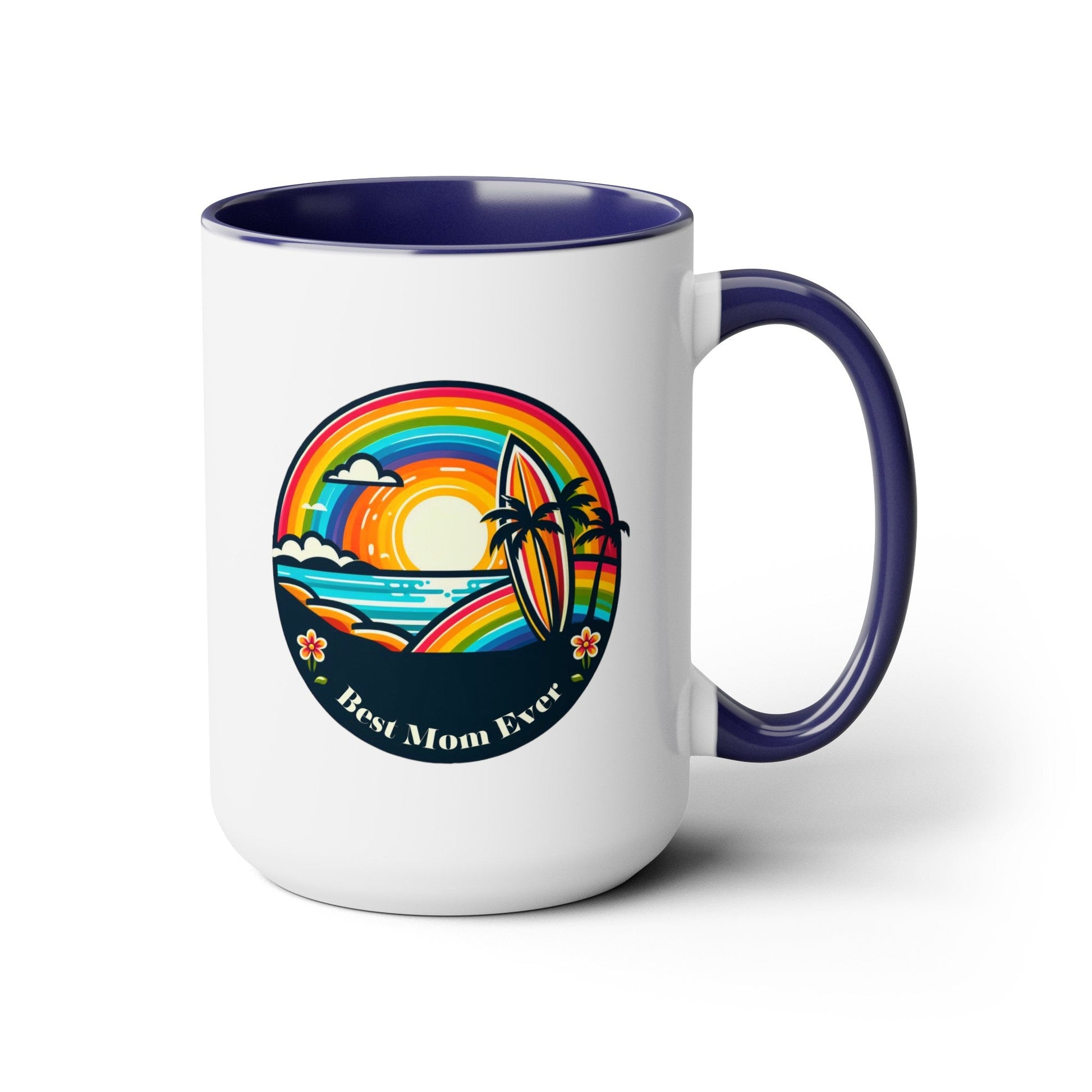 Best Mom Ever Rainbow Island Two-Tone Coffee Mug, 15oz - O'ahu Surf Company