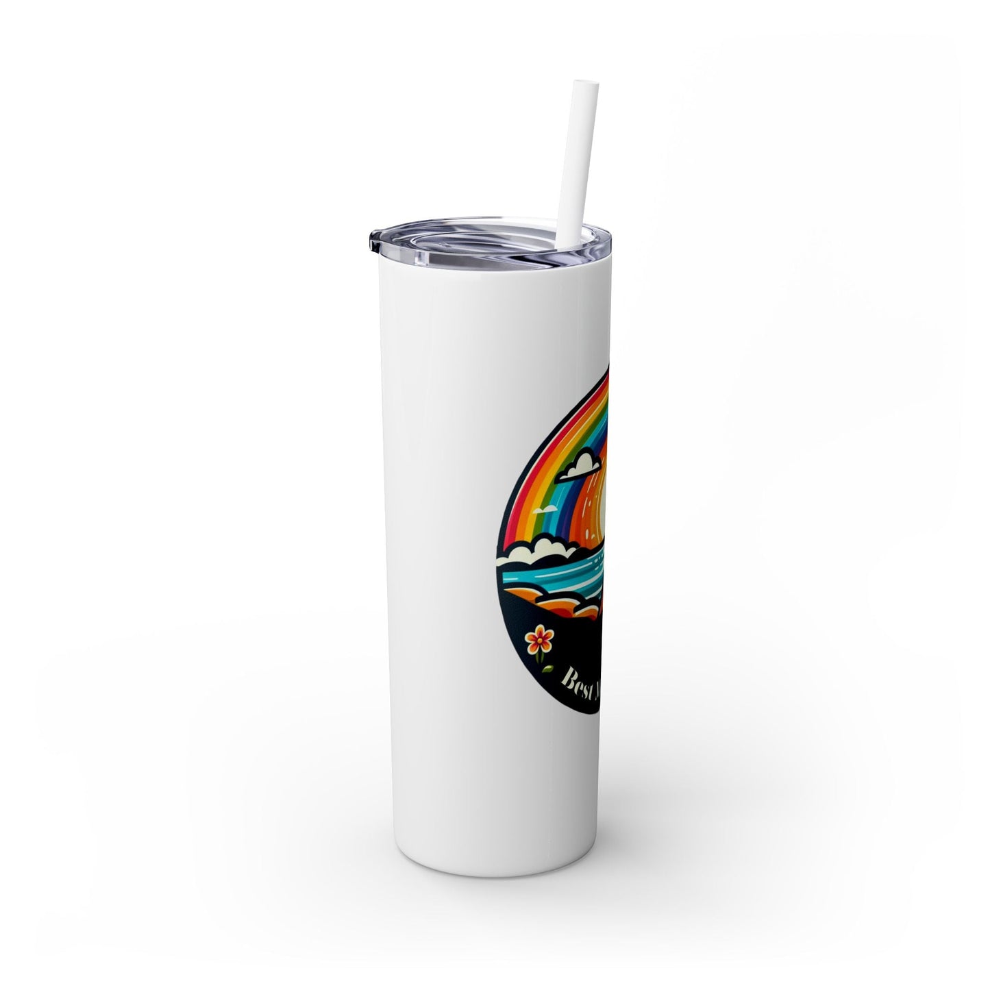 Best Mom Ever Skinny Tumbler Island Rainbow with Straw 20oz - O'ahu Surf Company