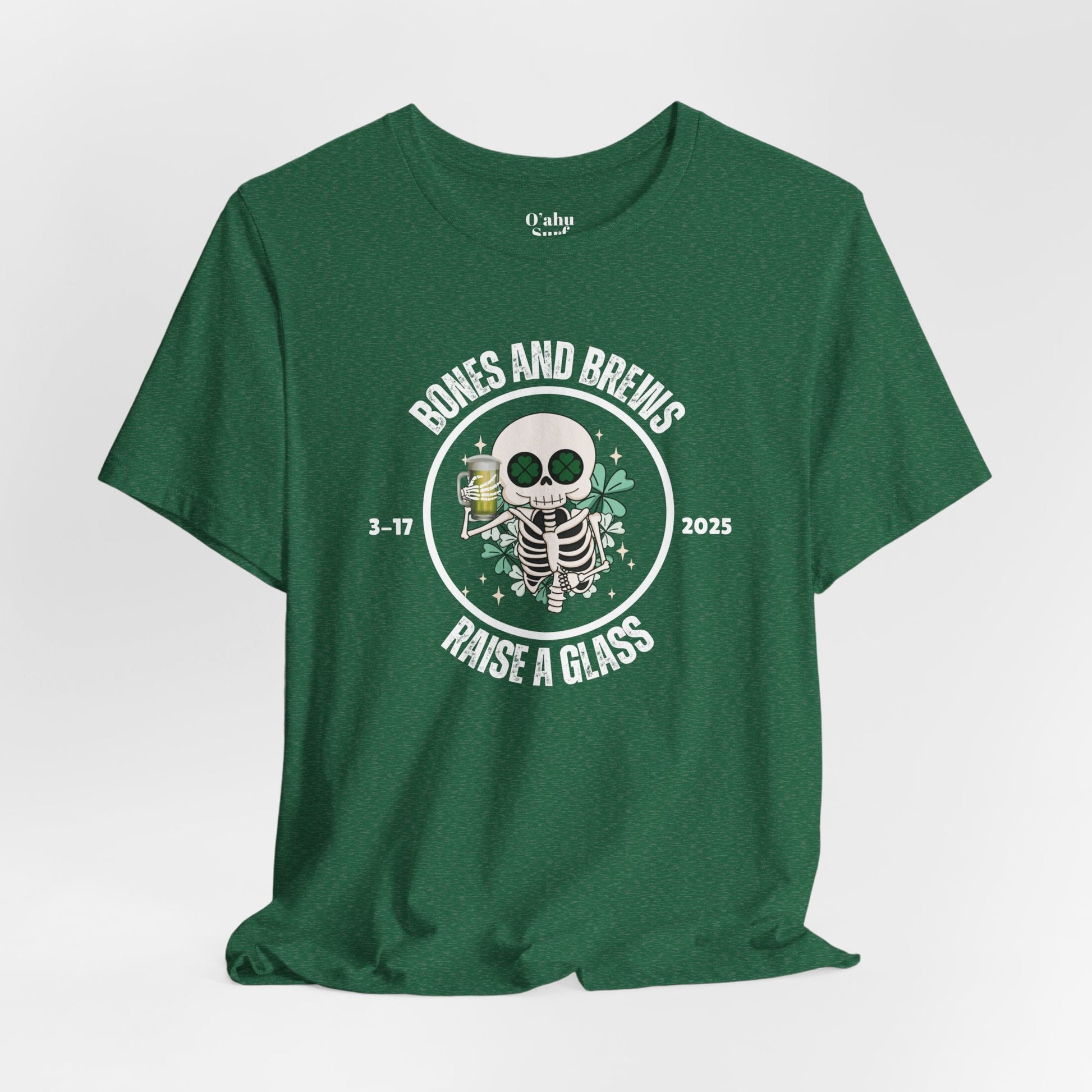 Bones and Brews Raise A Glass St Paddys Day T-Shirt - O'ahu Surf Company