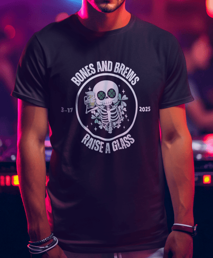 Bones and Brews Raise A Glass St Paddys Day T-Shirt - O'ahu Surf Company