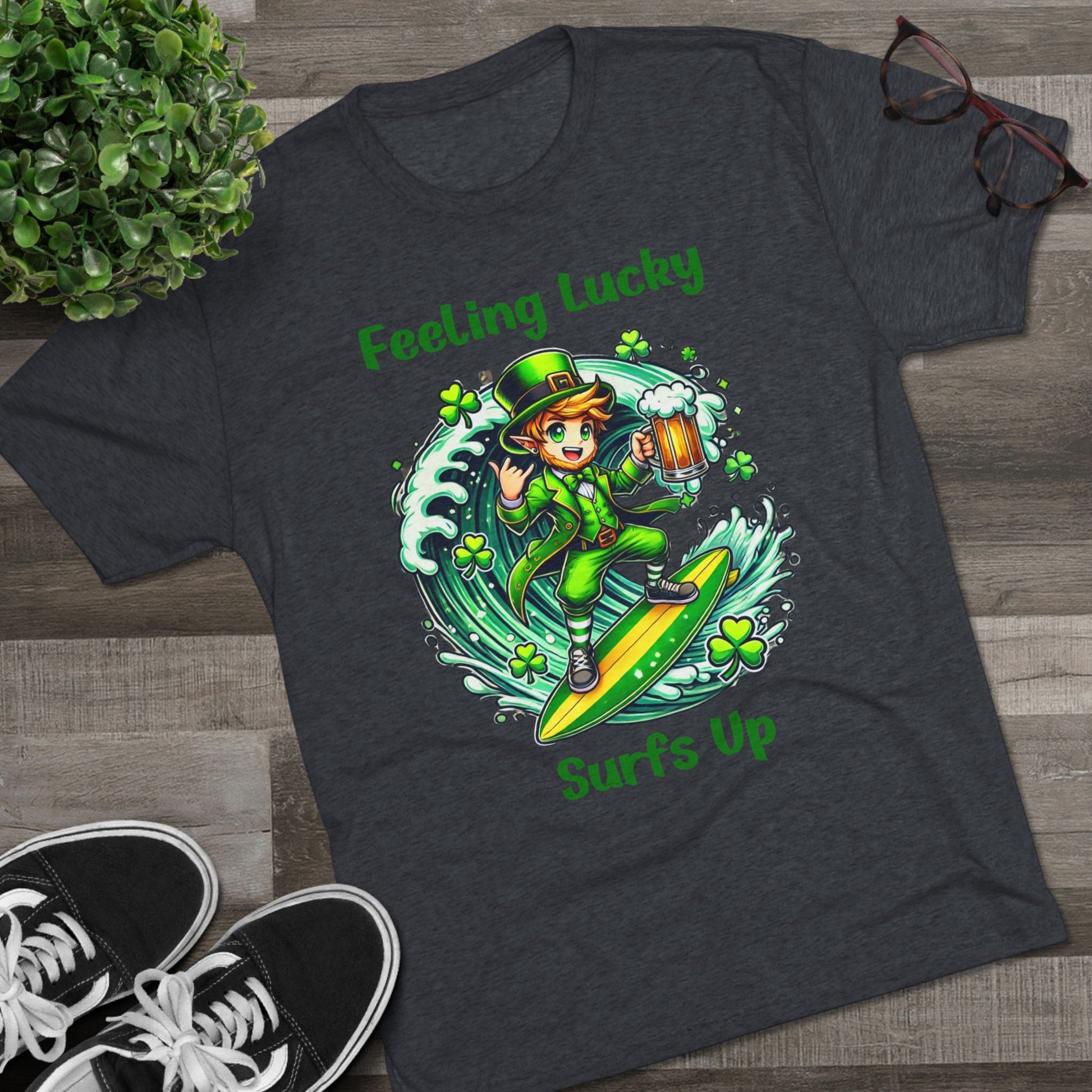 Feeling Lucky Surfs Up St. Paddy's Day T-shirt - O'ahu Surf Company