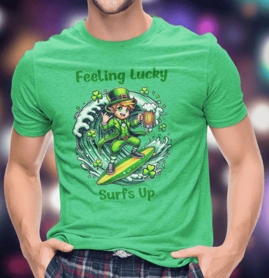 Feeling Lucky Surfs Up St. Paddy's Day T-shirt - O'ahu Surf Company