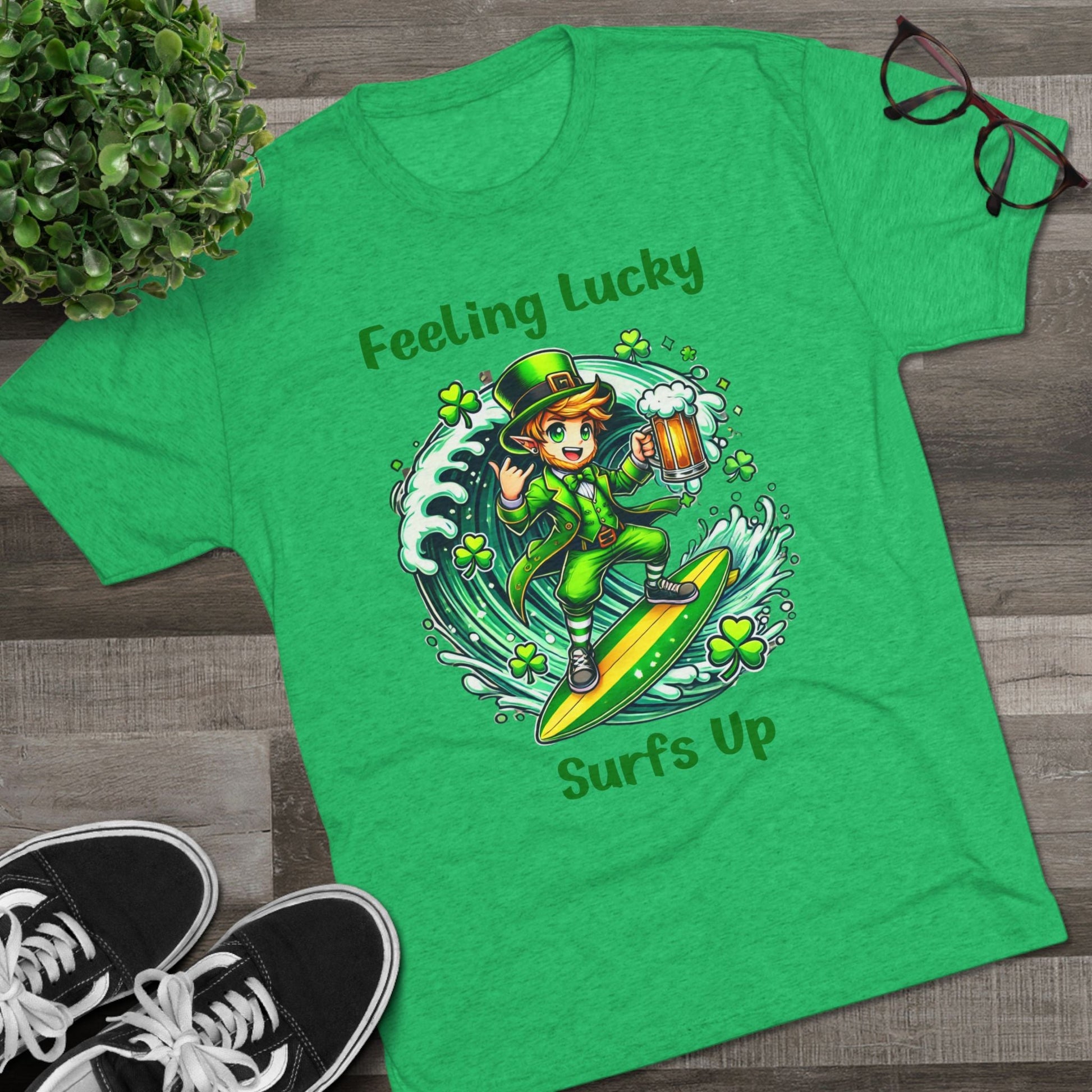 Feeling Lucky Surfs Up St. Paddy's Day T-shirt - O'ahu Surf Company