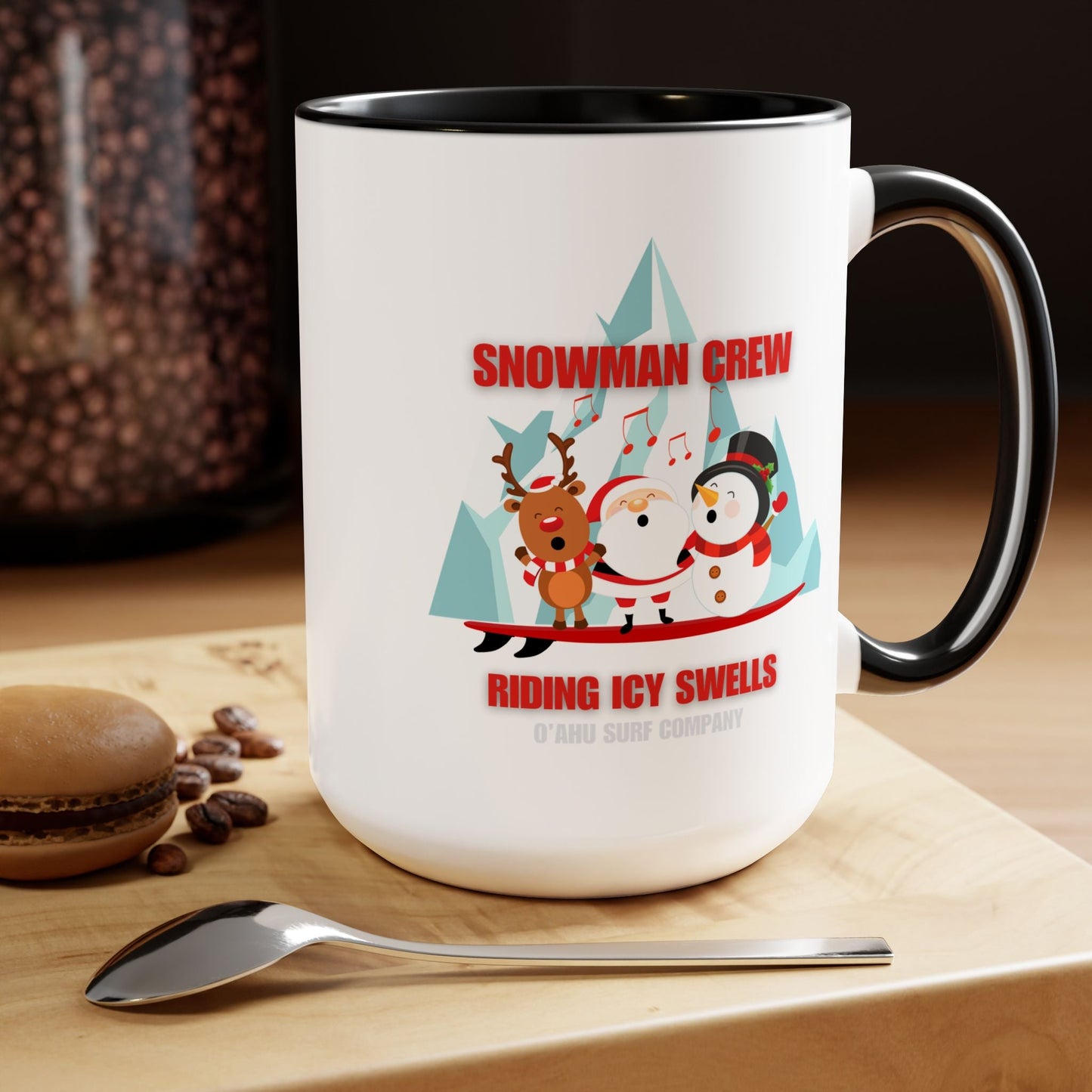 Fun Christmas Mug Featuring Snowman Crew - Two - Tone Coffee Mug - O'ahu Surf Company