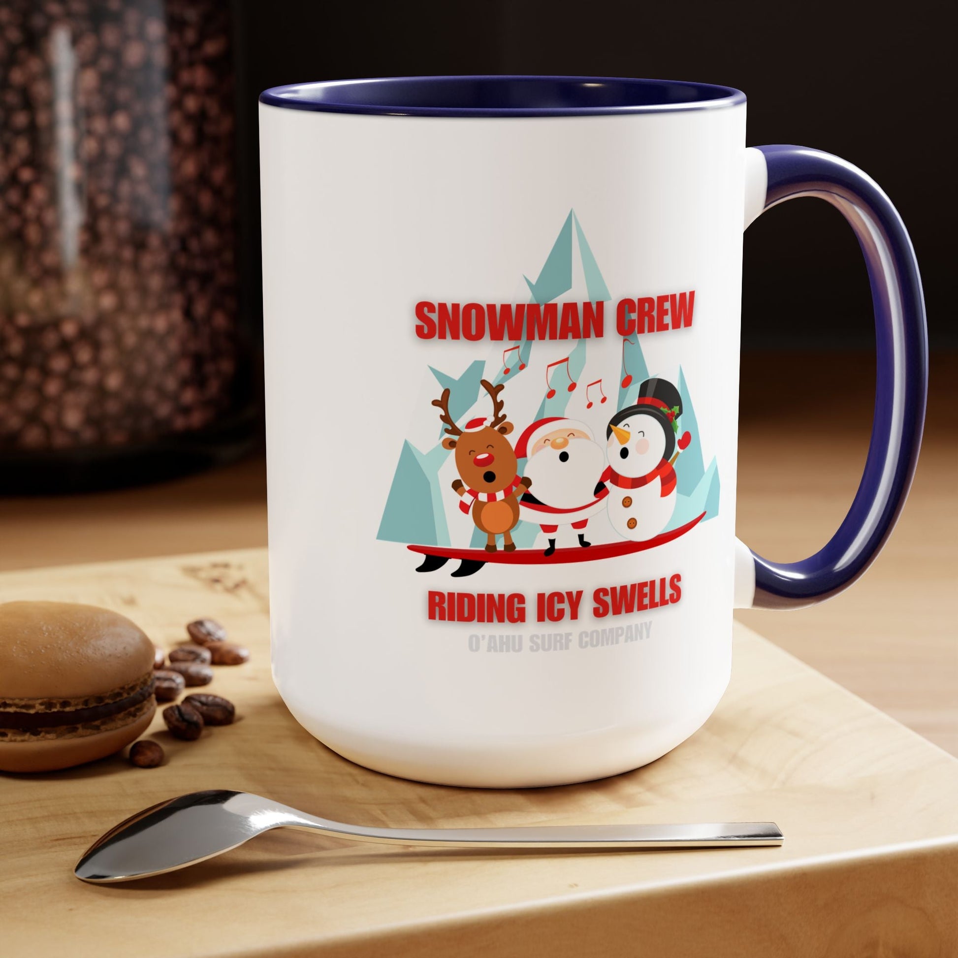 Fun Christmas Mug Featuring Snowman Crew - Two - Tone Coffee Mug - O'ahu Surf Company