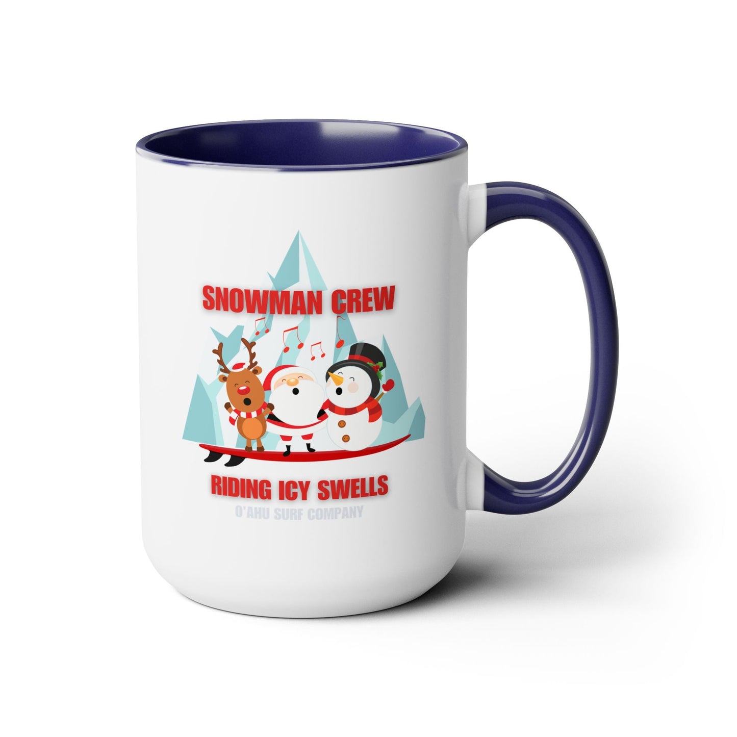 Fun Christmas Mug Featuring Snowman Crew - Two - Tone Coffee Mug - O'ahu Surf Company