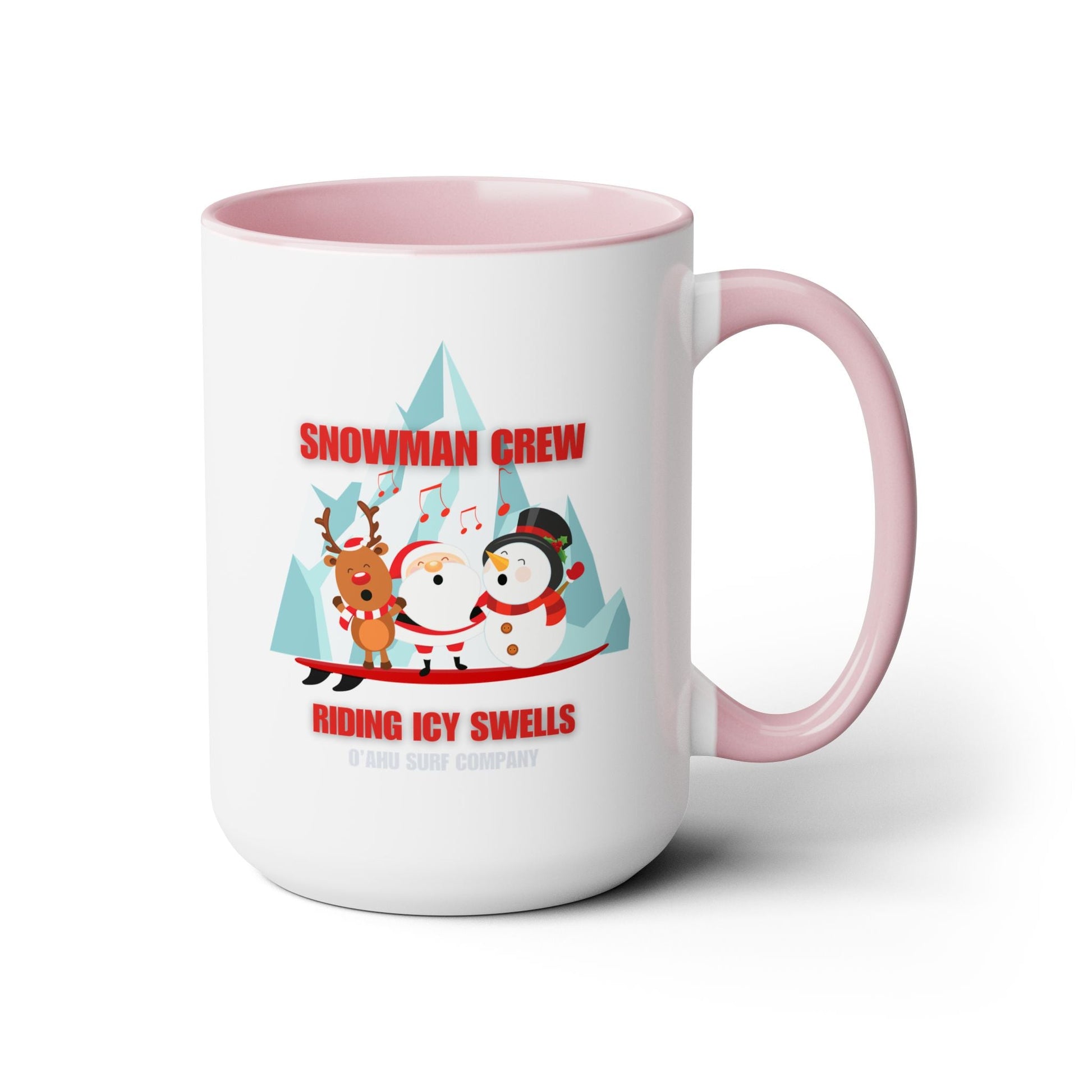 Fun Christmas Mug Featuring Snowman Crew - Two - Tone Coffee Mug - O'ahu Surf Company