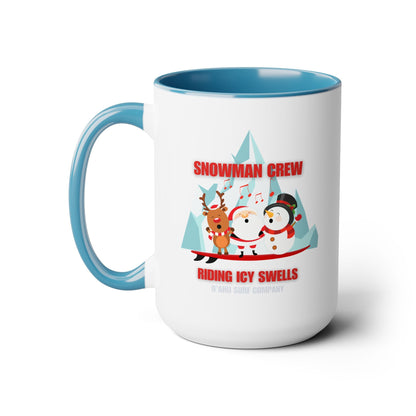 Fun Christmas Mug Featuring Snowman Crew - Two - Tone Coffee Mug - O'ahu Surf Company