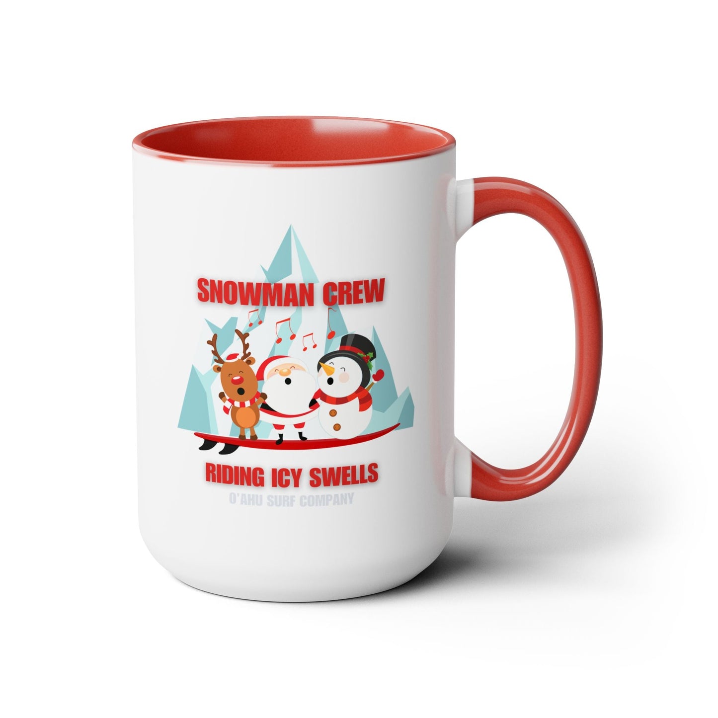 Fun Christmas Mug Featuring Snowman Crew - Two - Tone Coffee Mug - O'ahu Surf Company