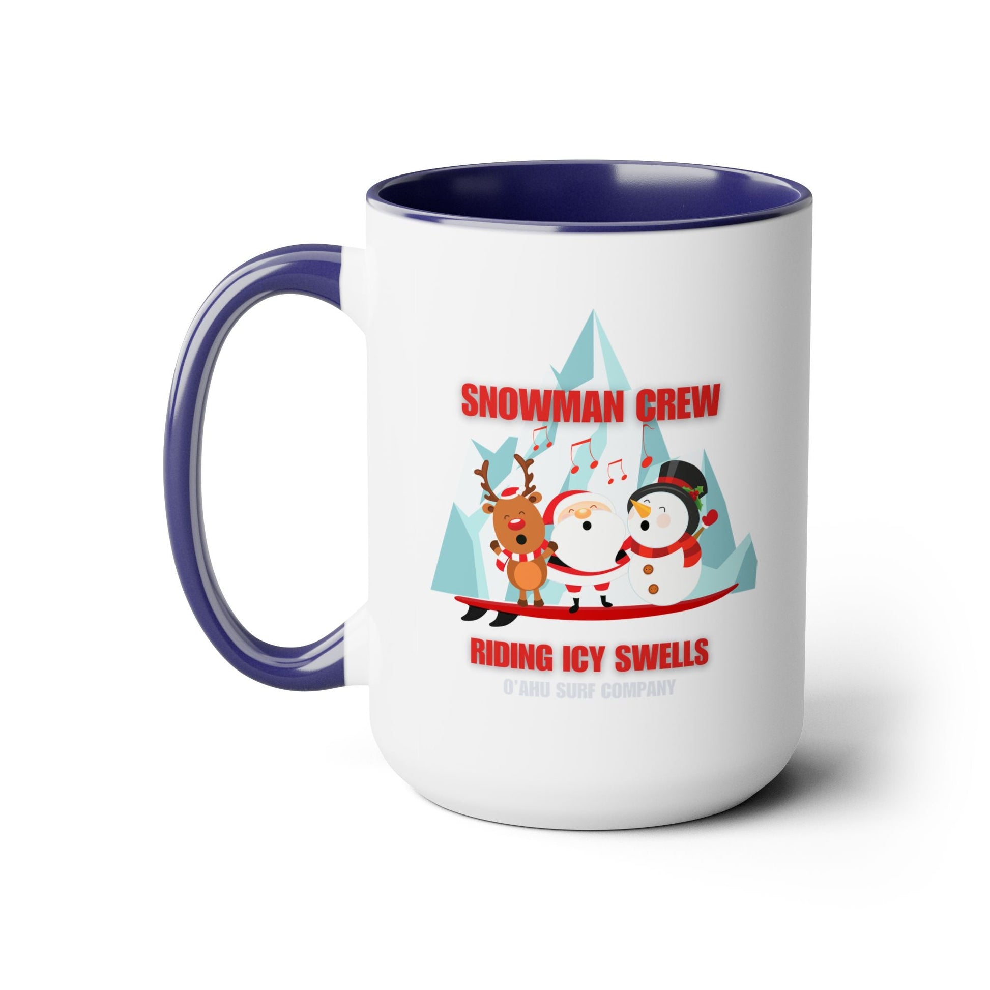 Fun Christmas Mug Featuring Snowman Crew - Two - Tone Coffee Mug - O'ahu Surf Company