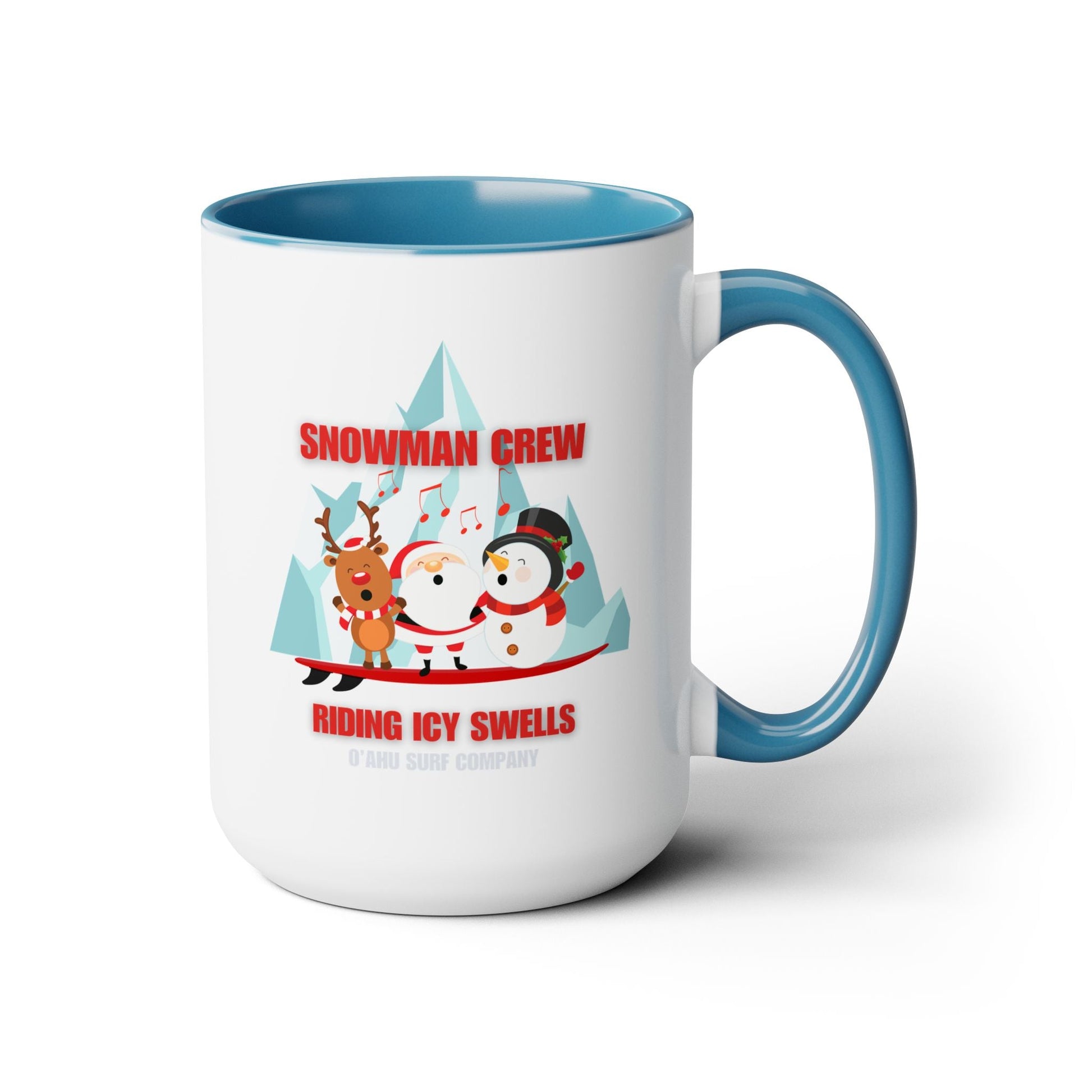 Fun Christmas Mug Featuring Snowman Crew - Two - Tone Coffee Mug - O'ahu Surf Company