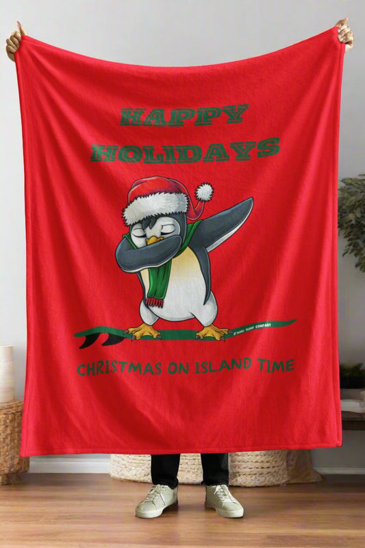 Happy Holidays Christmas on Island Time Fleece Throw Blanket - O'ahu Surf Company