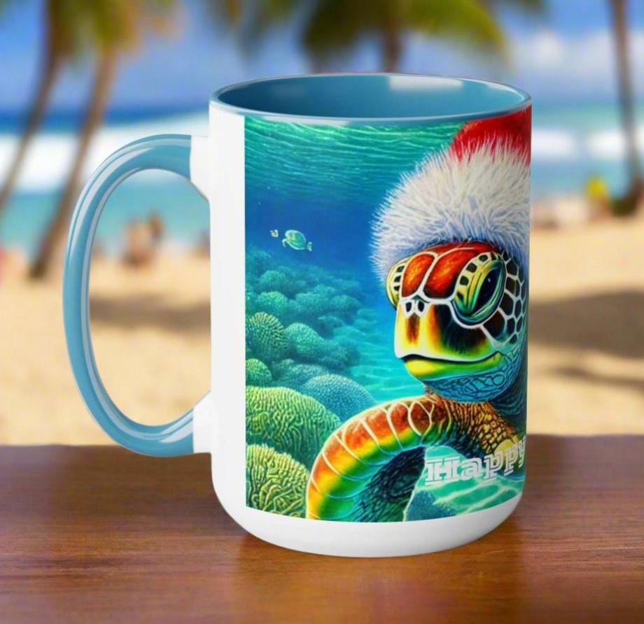 Happy Holidays Sea Turtle Christmas Coffee Mug - O'ahu Surf Company