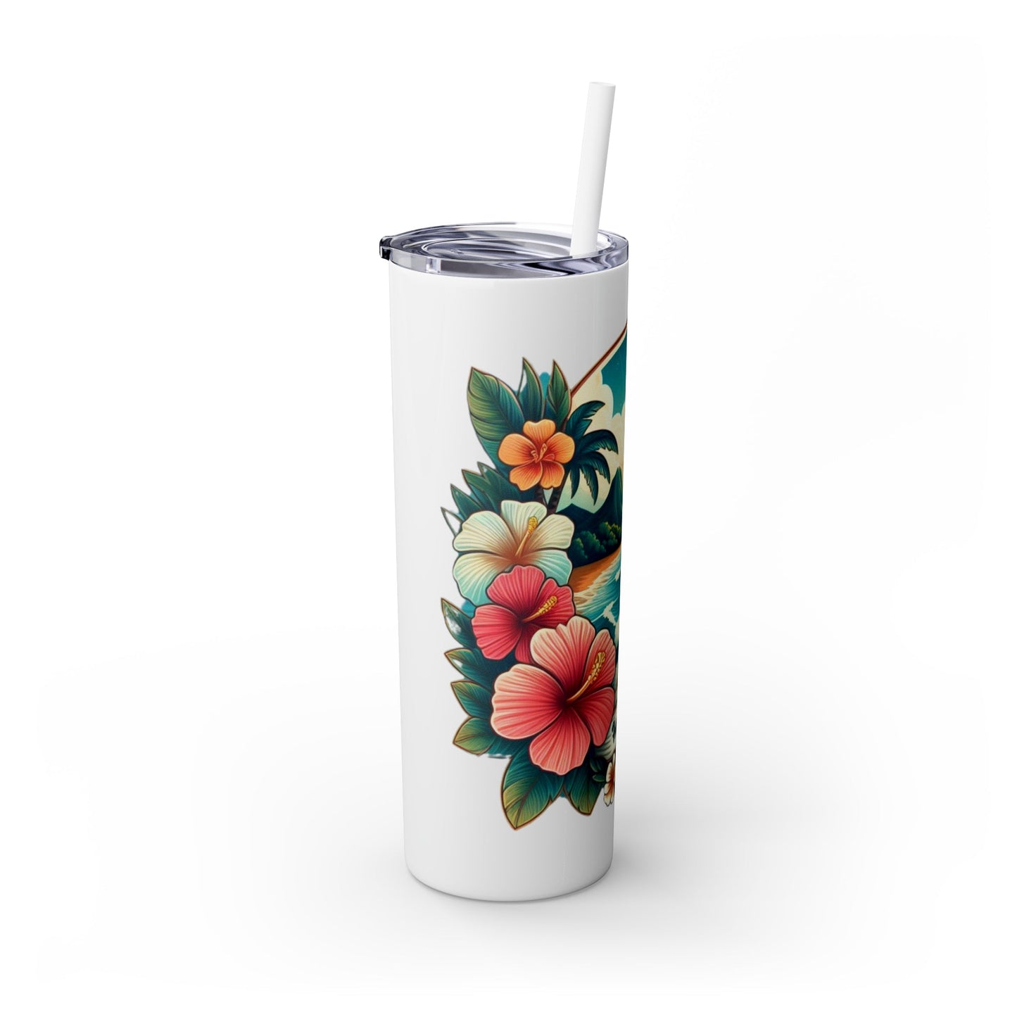 Happy Mother's Day Floral Island Skinny Tumbler with Straw 20oz - O'ahu Surf Company