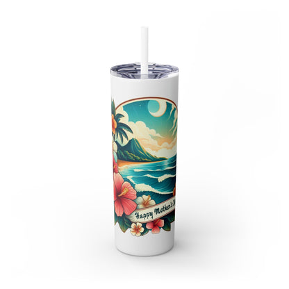 Happy Mother's Day Floral Island Skinny Tumbler with Straw 20oz - O'ahu Surf Company