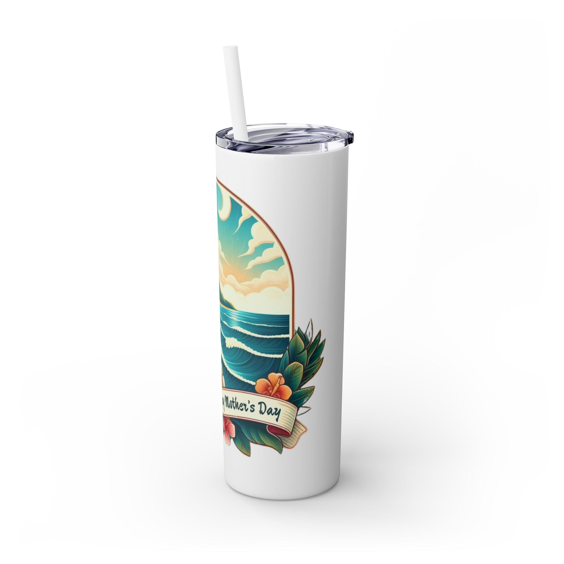 Happy Mother's Day Floral Island Skinny Tumbler with Straw 20oz - O'ahu Surf Company