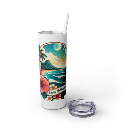 Happy Mother's Day Floral Island Skinny Tumbler with Straw 20oz - O'ahu Surf Company