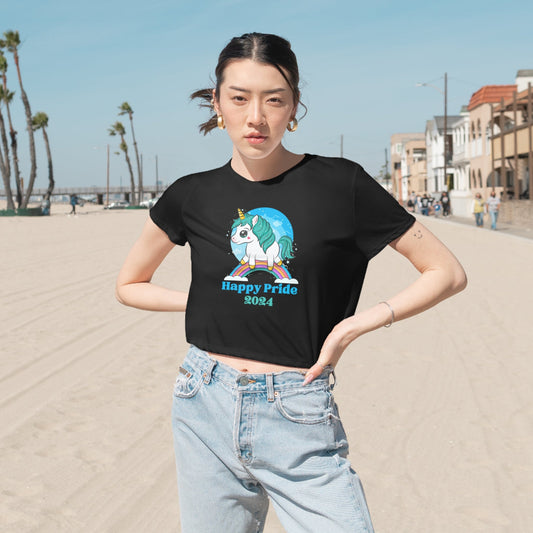 Happy Pride 2024 Flowy Cropped Tee - O'ahu Surf Company