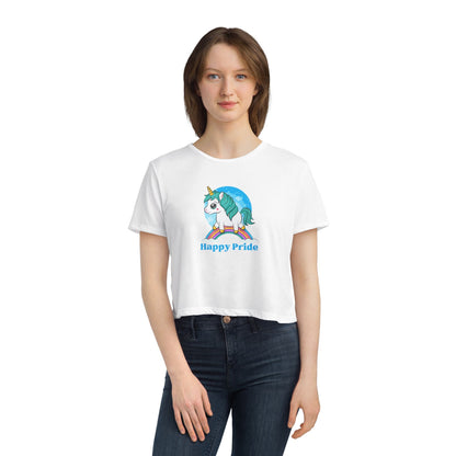 Happy Pride T-Shirt 2025 Women's Flowy Cropped Tee - O'ahu Surf Company