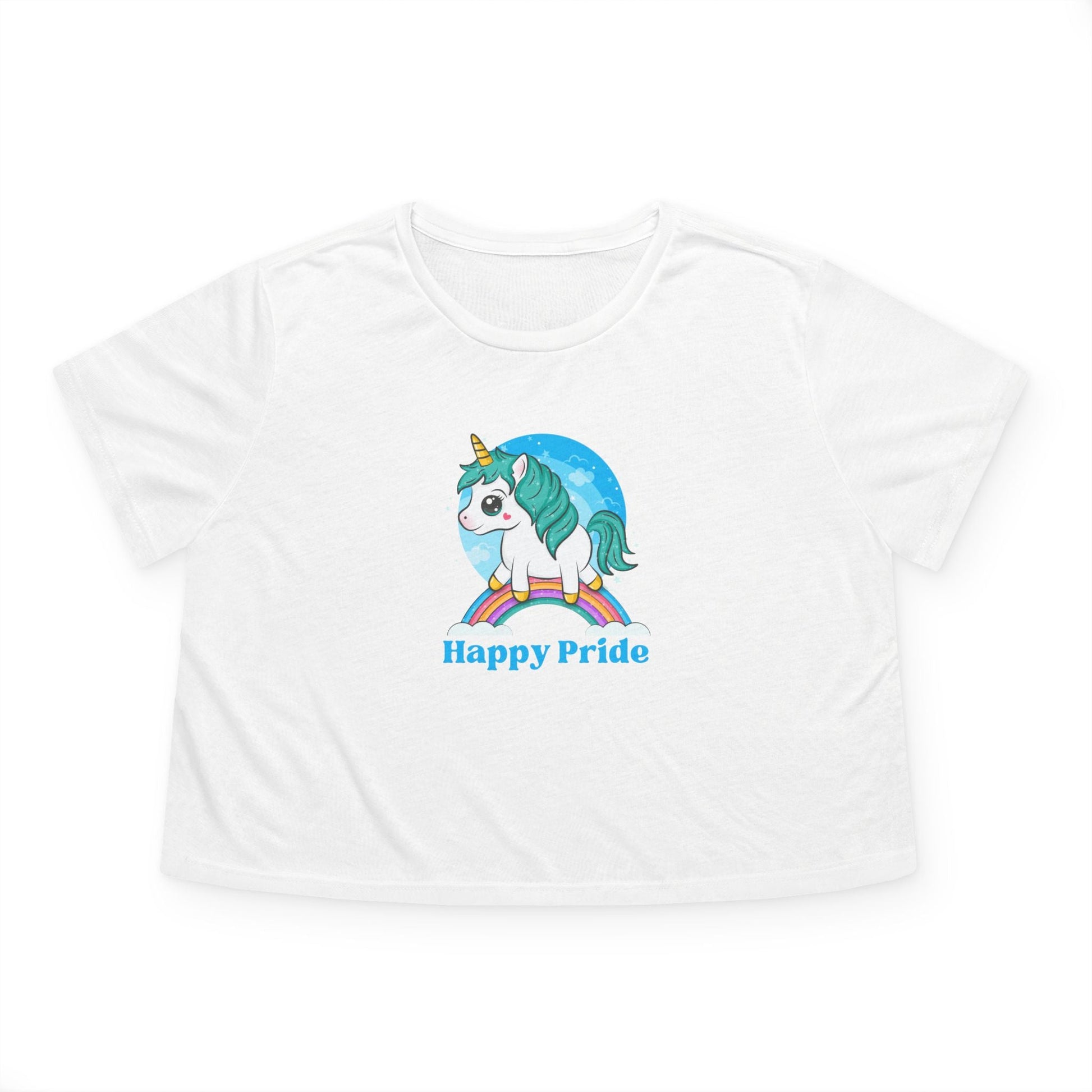 Happy Pride T-Shirt 2025 Women's Flowy Cropped Tee - O'ahu Surf Company