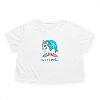 Happy Pride T-Shirt 2025 Women's Flowy Cropped Tee - O'ahu Surf Company