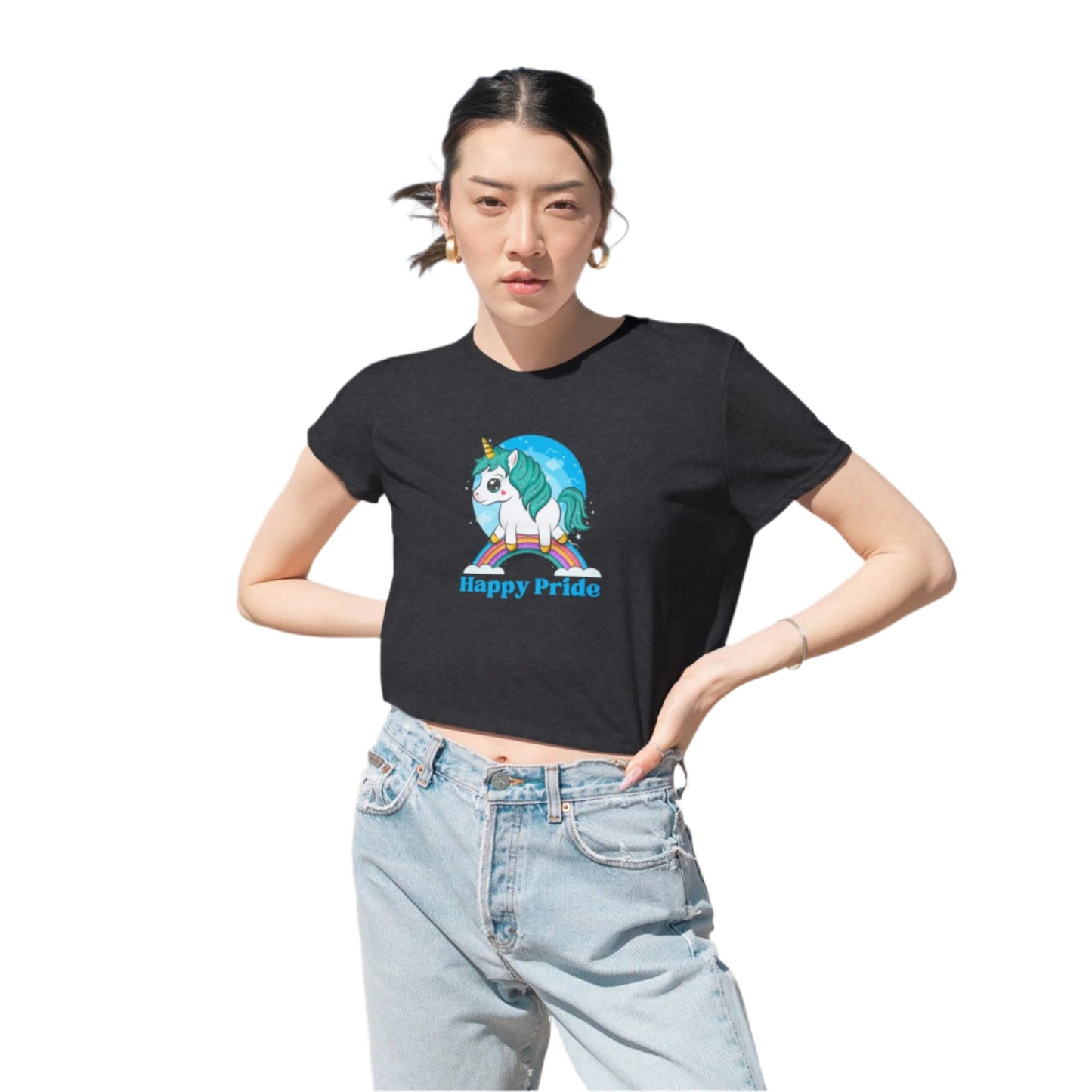 Happy Pride T-Shirt 2025 Women's Flowy Cropped Tee - O'ahu Surf Company