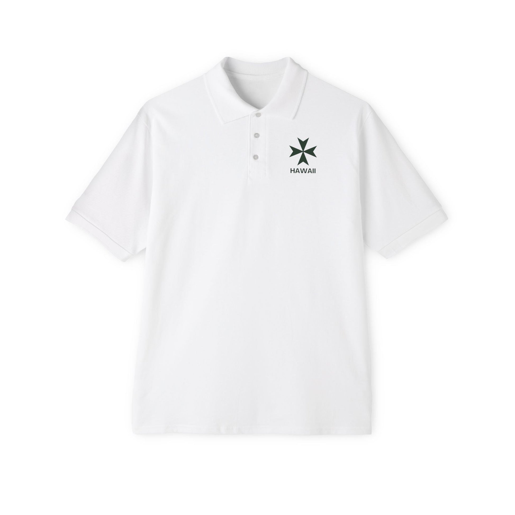 Hawaii cadre of The Military & Hospitaller Men's Cotton Polo - Green Cross - O'ahu Surf Company