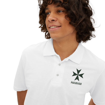 Hawaii cadre of The Military & Hospitaller Men's Cotton Polo - Green Cross - O'ahu Surf Company