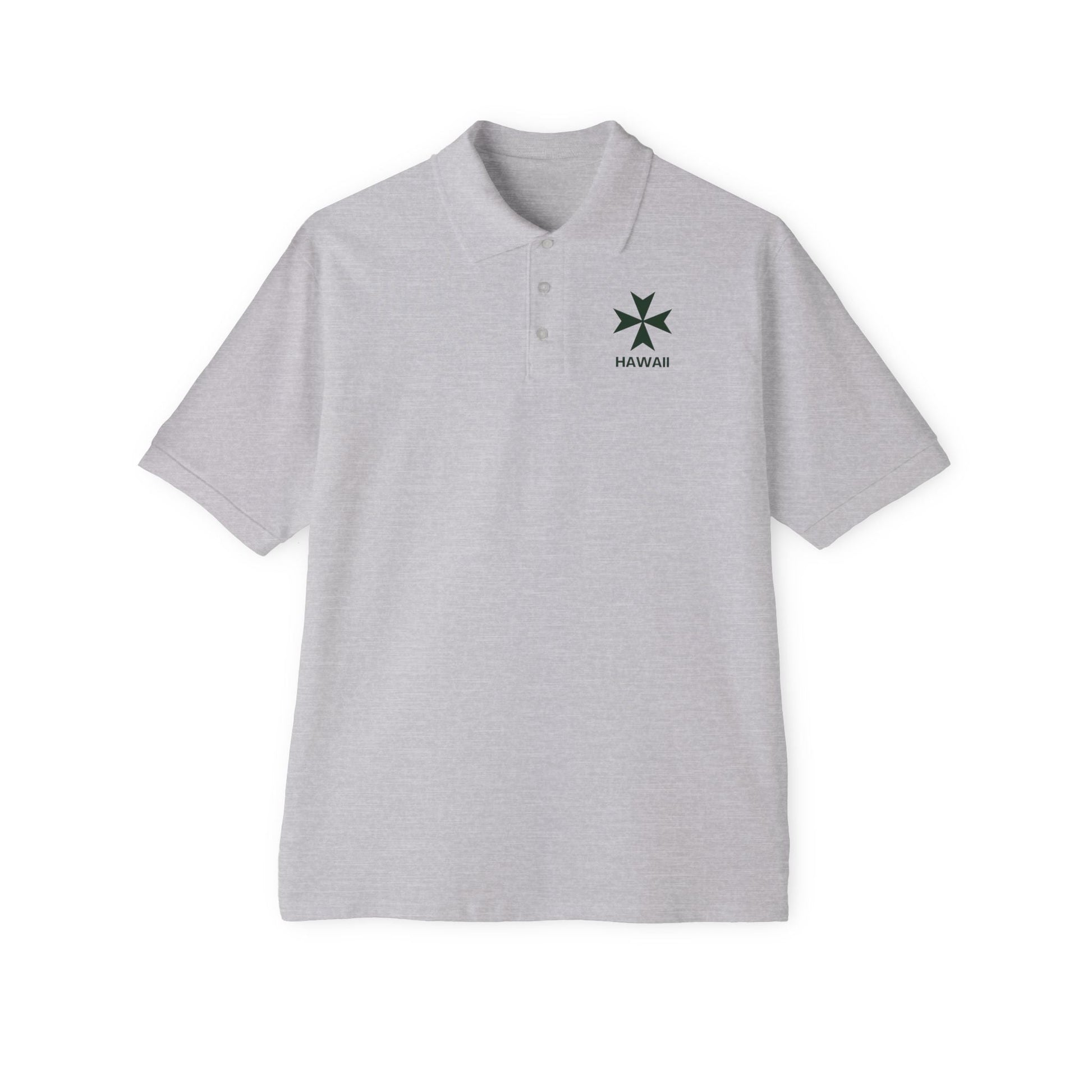 Hawaii cadre of The Military & Hospitaller Men's Cotton Polo - Green Cross - O'ahu Surf Company