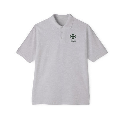 Hawaii cadre of The Military & Hospitaller Men's Cotton Polo - Green Cross - O'ahu Surf Company