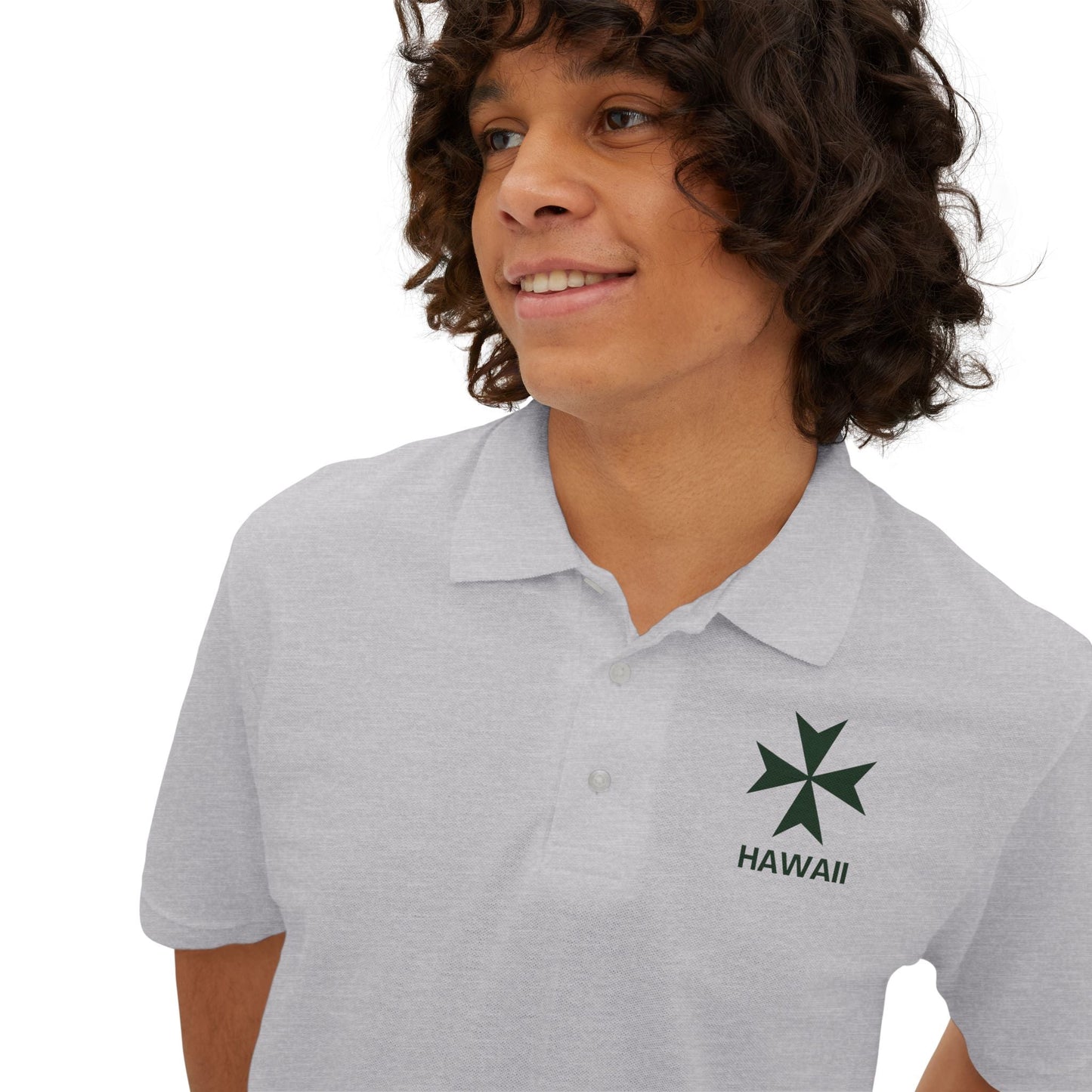 Hawaii cadre of The Military & Hospitaller Men's Cotton Polo - Green Cross - O'ahu Surf Company