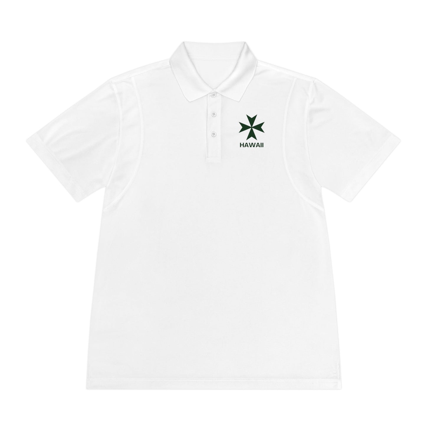 Hawaii cadre of The Military & Hospitaller Men's Sport Polo Shirt - Green Cross - O'ahu Surf Company