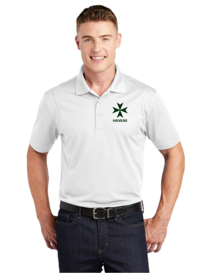 Hawaii cadre of The Military & Hospitaller Men's Sport Polo Shirt - Green Cross - O'ahu Surf Company