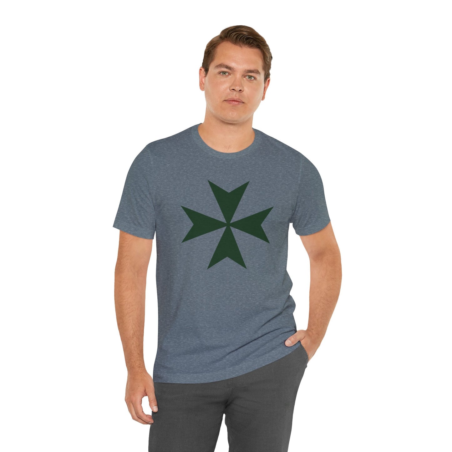 Hawaii cadre of The Military & Hospitaller T-Shirt - Large Green Cross Front and QR Back - O'ahu Surf Company