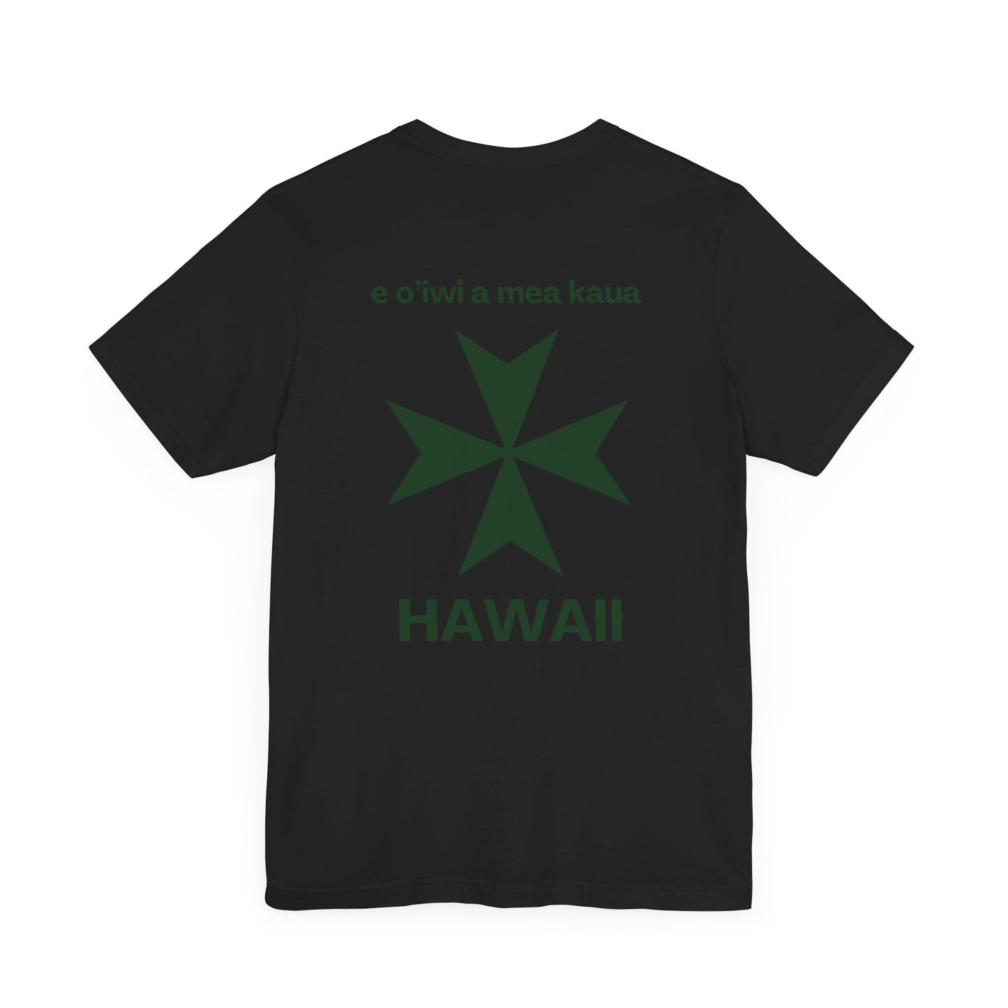 Hawaii cadre of The Military & Hospitaller T-Shirt - QR Front Green Cross Back - O'ahu Surf Company