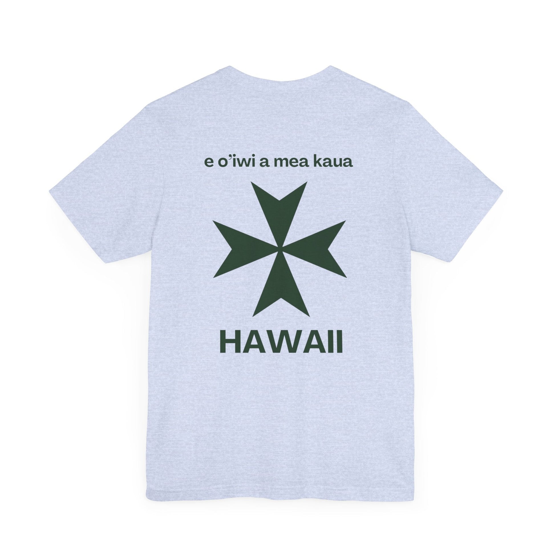 Hawaii cadre of The Military & Hospitaller T-Shirt - QR Front Green Cross Back - O'ahu Surf Company