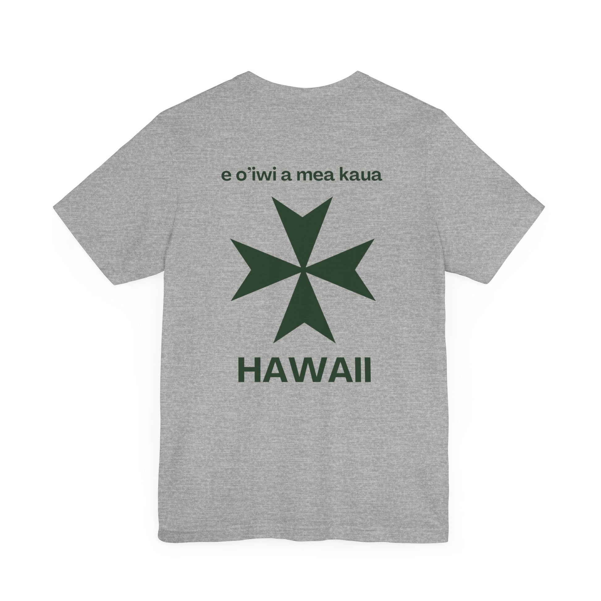 Hawaii cadre of The Military & Hospitaller T-Shirt - QR Front Green Cross Back - O'ahu Surf Company