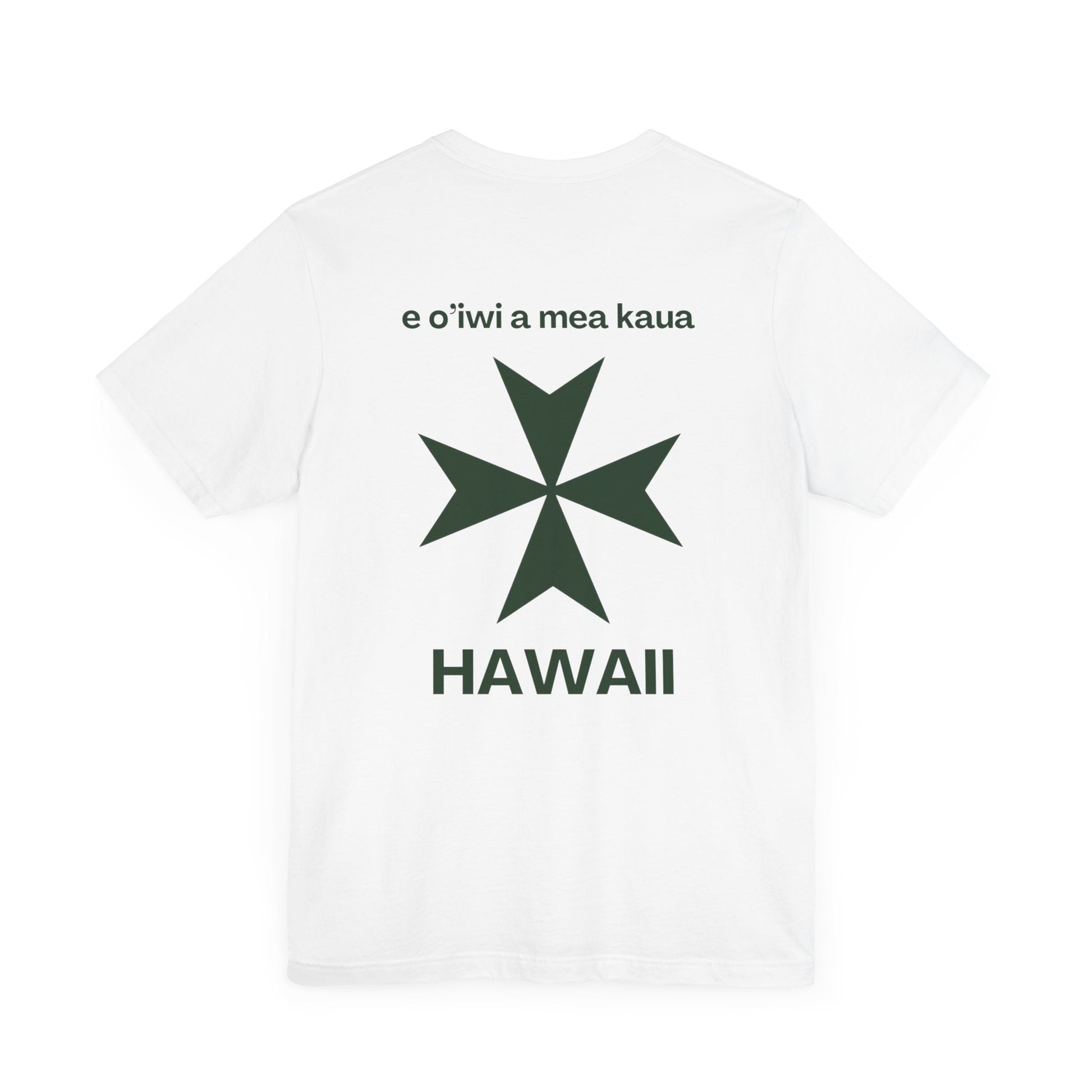 Hawaii cadre of The Military & Hospitaller T-Shirt - QR Front Green Cross Back - O'ahu Surf Company