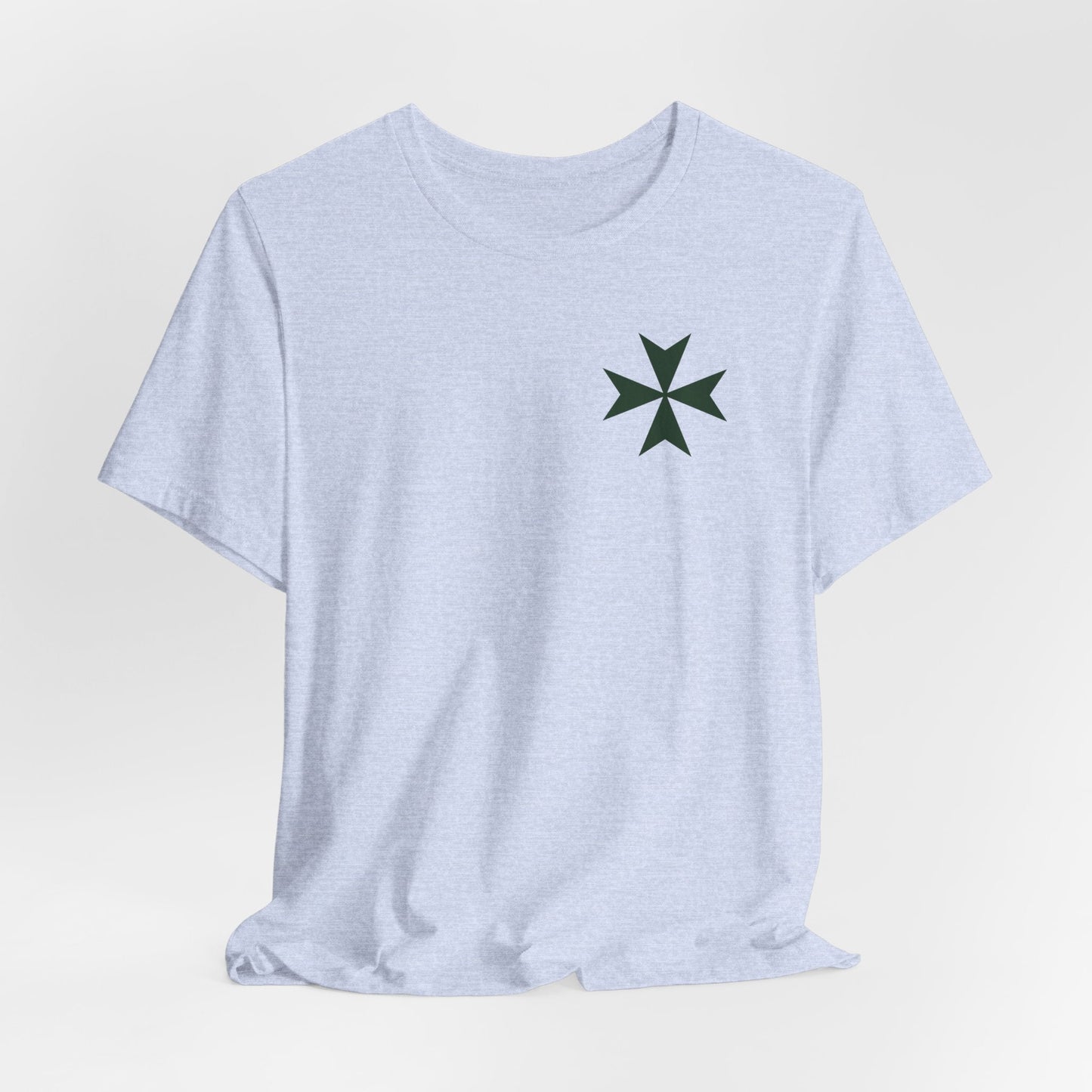 Hawaii cadre of The Military & Hospitaller T-Shirt - Small Green Cross Front and QR Back - O'ahu Surf Company