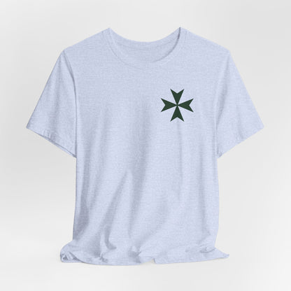 Hawaii cadre of The Military & Hospitaller T-Shirt - Small Green Cross Front and QR Back - O'ahu Surf Company