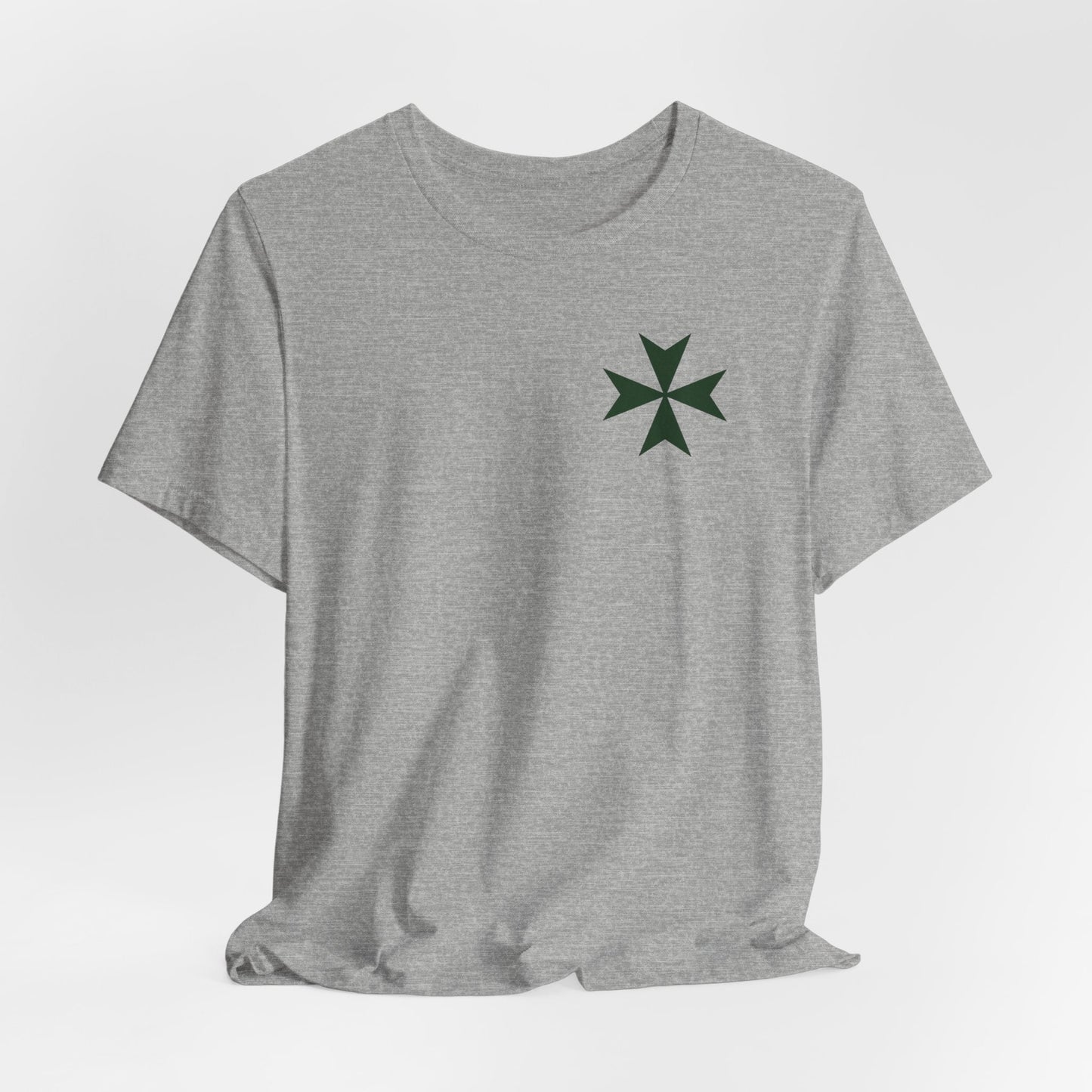 Hawaii cadre of The Military & Hospitaller T-Shirt - Small Green Cross Front and QR Back - O'ahu Surf Company