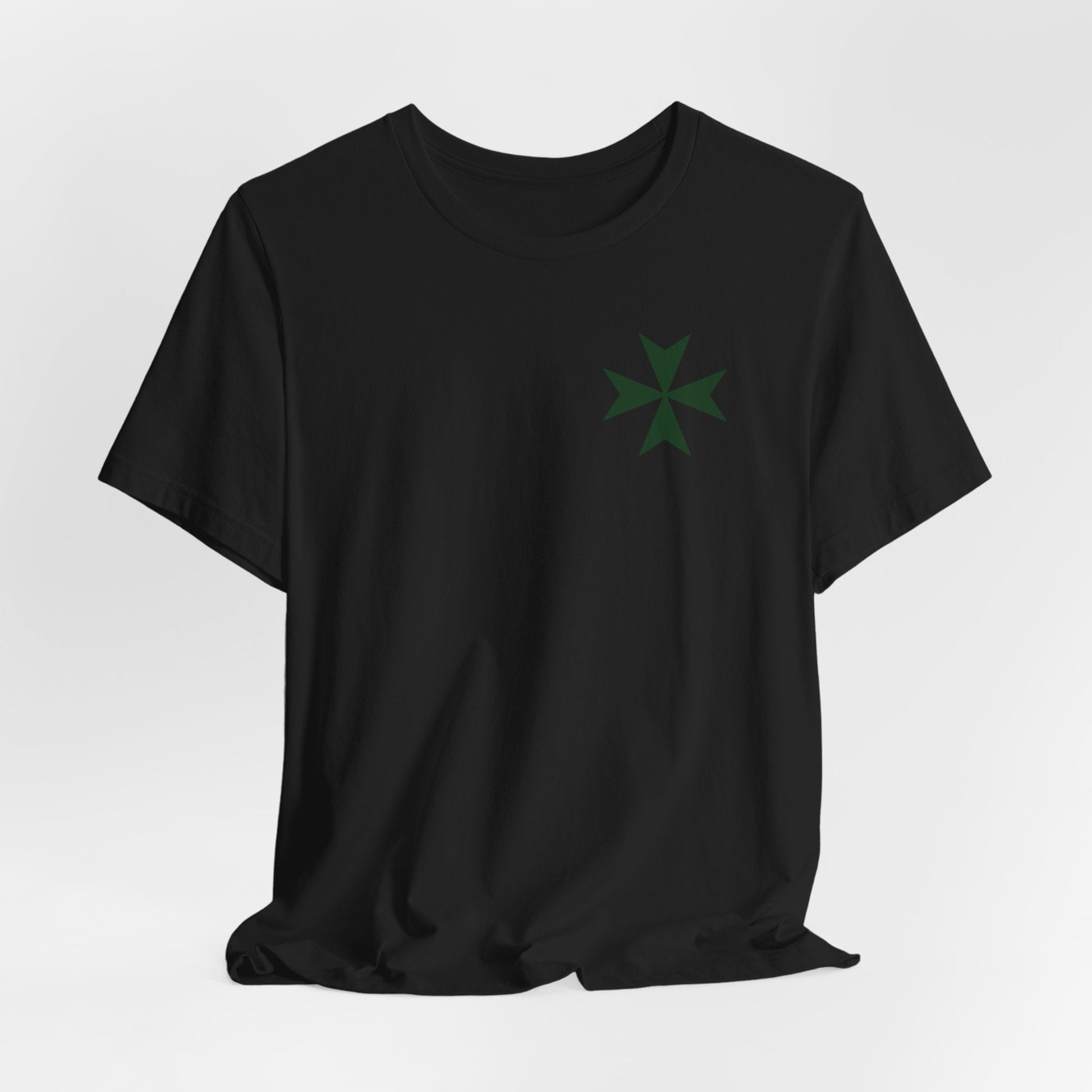 Hawaii cadre of The Military & Hospitaller T-Shirt - Small Green Cross Front and QR Back - O'ahu Surf Company